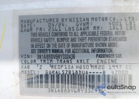 2024 Nissan Sentra Sr Xtronic Cvt from USA, damaged, VIN 3N1AB8DV6RY332436